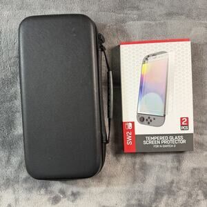 Nintendo switch-2 Carrying Case & 9H Tempered Glass Screen Protector Black